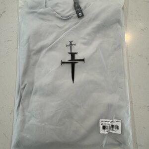 Three Nails - Men's White Long Sleeve Performance Tee with Graphic Design - 3146